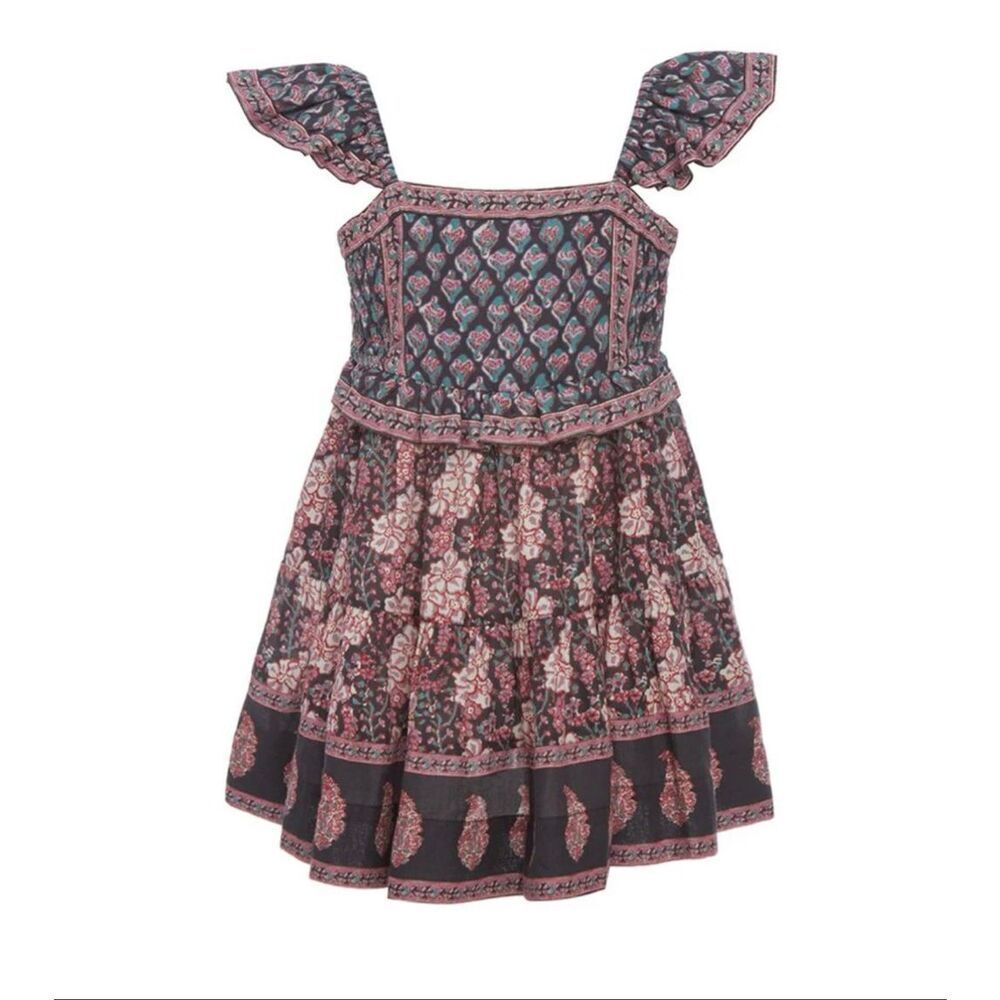 NWT Sea New York Girls 12Y Donna Floral Smocked Flutter Sleeve Dress Boho Mini